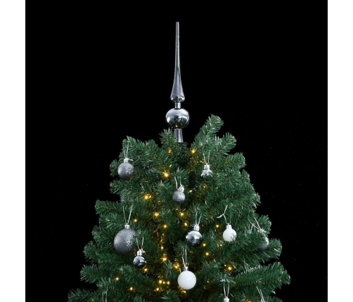 Árbol de Navidad artificial con bisagras 300 LED y bolas 180 cm