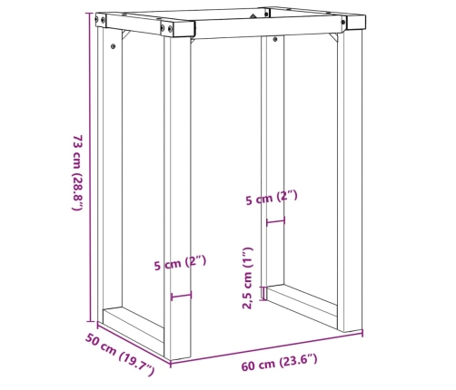 Patas de mesa de comedor estructura O acero 60x50x73 cm