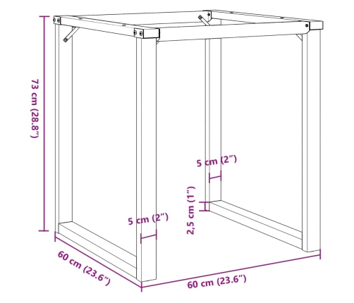 Patas de mesa de comedor estructura O acero 60x60x73 cm