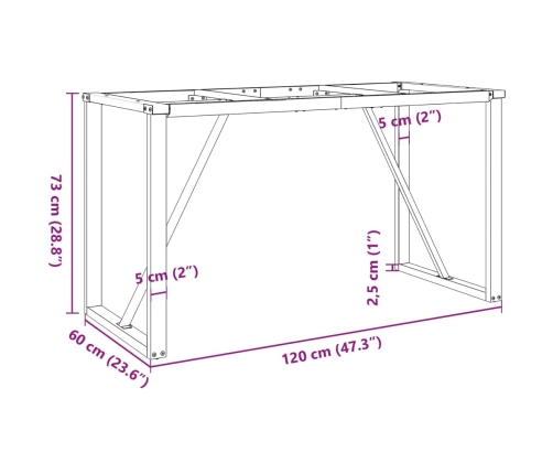 Patas de mesa de comedor estructura O acero 120x60x73 cm