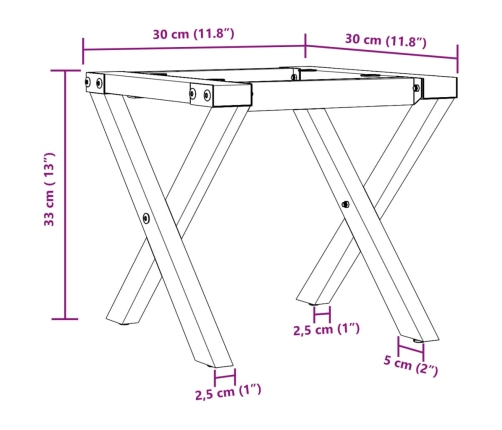 Patas de mesa de centro estructura X acero 30x30x33 cm