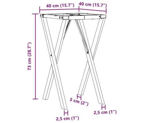 Patas de mesa de comedor estructura X acero 40x40x73 cm