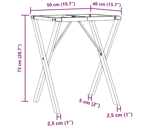 Patas de mesa de comedor estructura X acero 50x40x73 cm