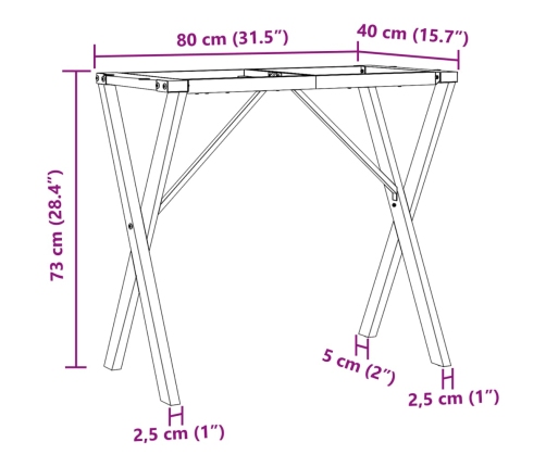 Patas de mesa de comedor estructura X acero 80x40x73 cm