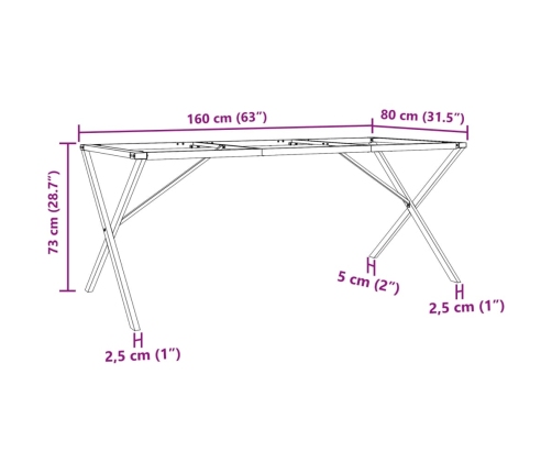 Patas de mesa de comedor estructura X acero 160x80x73 cm