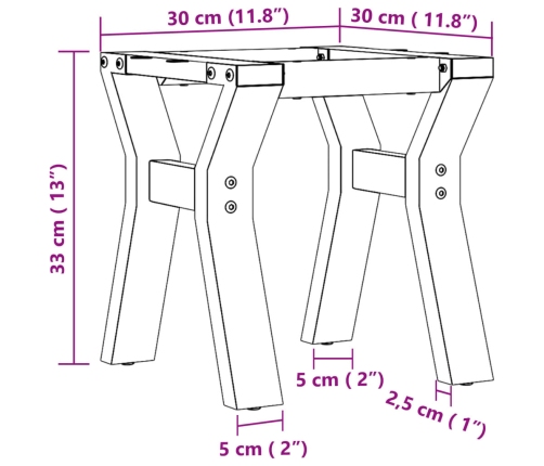 Patas de mesa de centro estructura Y acero 30x30x33 cm