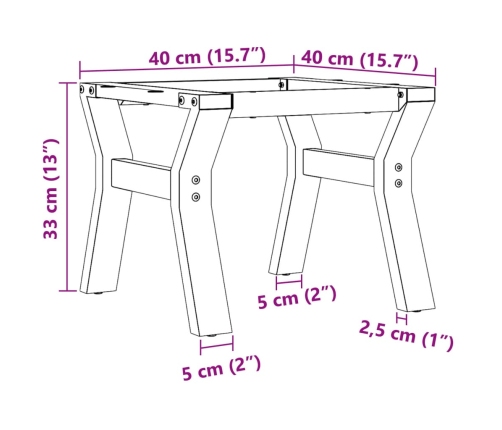 Patas de mesa de centro estructura Y acero 40x40x33 cm