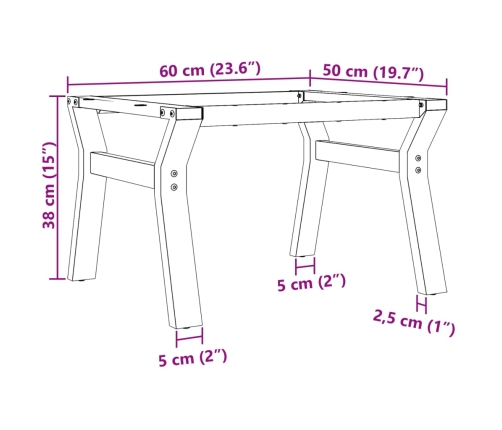 Patas de mesa de centro estructura Y acero 60x50x38 cm