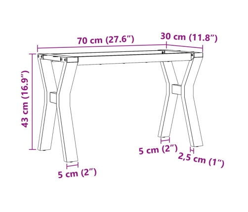 Patas de mesa de centro estructura Y acero 70x30x43 cm