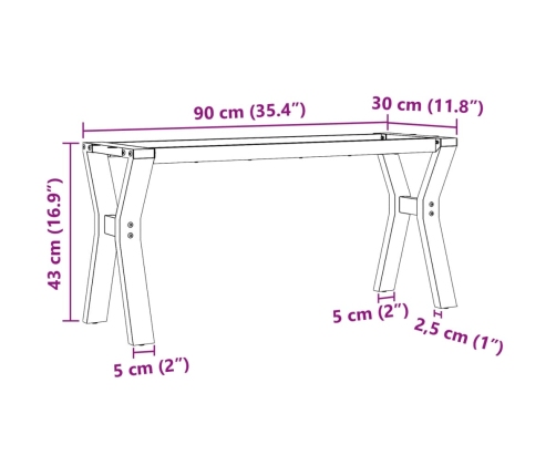 Patas de mesa de centro estructura Y acero 90x30x43 cm