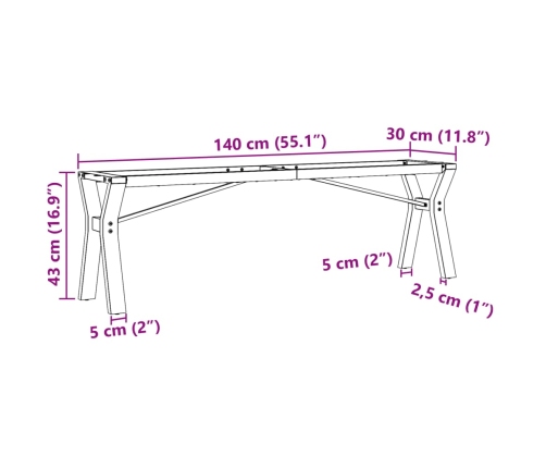 Patas de mesa de centro estructura Y acero 140x30x43 cm