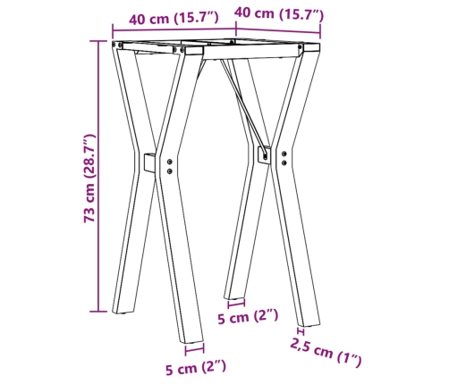 Patas de mesa de comedor estructura Y acero 40x40x73 cm