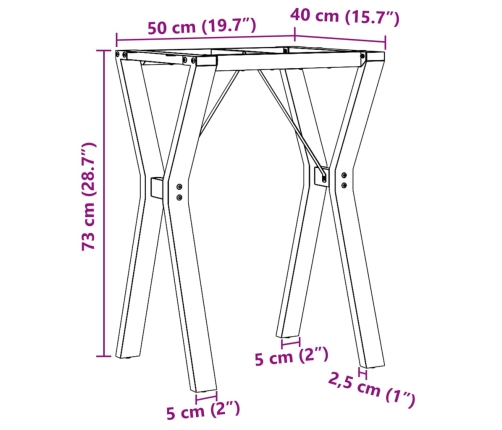 Patas de mesa de comedor estructura Y acero 50x40x73 cm