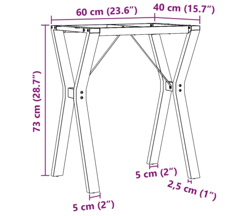 Patas de mesa de comedor estructura Y acero 60x40x73 cm