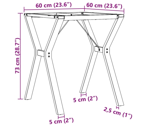 Patas de mesa de comedor estructura Y acero 60x60x73 cm