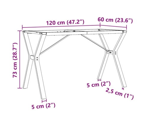 Patas de mesa de comedor estructura Y acero 120x60x73 cm