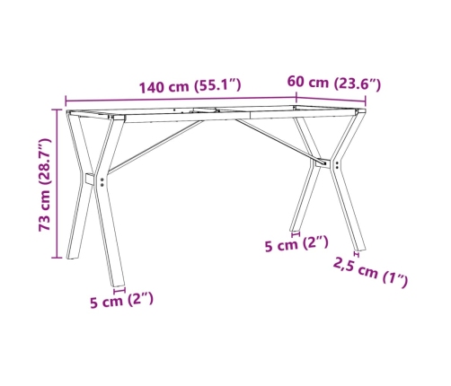 Patas de mesa de comedor estructura Y acero 140x60x73 cm