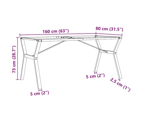 Patas de mesa de comedor estructura Y acero 160x80x73 cm