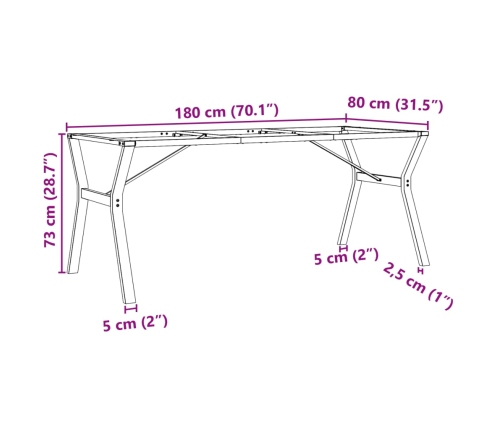 Patas de mesa de comedor estructura Y acero 180x80x73 cm