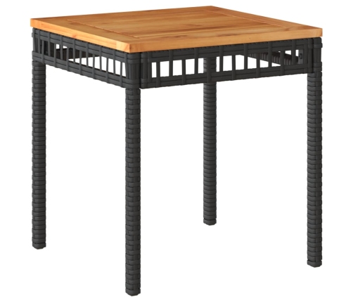 Mesa de jardín ratán sintético madera acacia negro 38x38x42 cm