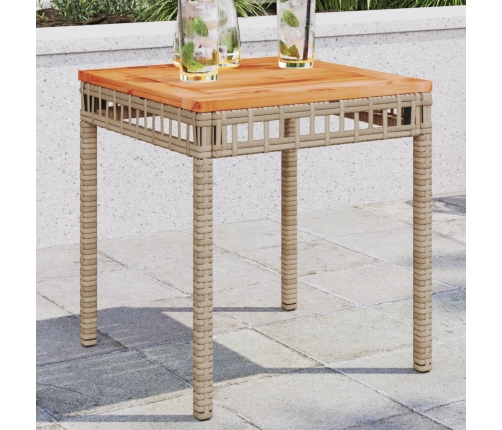 Mesa de jardín ratán PE madera acacia beige mezcla 38x38x42 cm