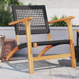 Sillas de jardín 2 uds madera de acacia y ratán sintético negro