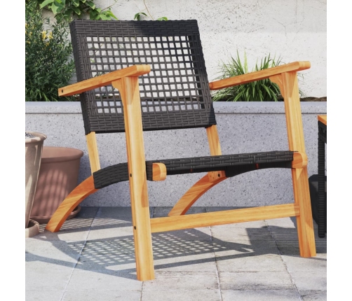 Sillas de jardín 2 uds madera de acacia y ratán sintético negro