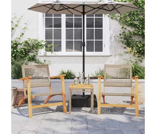 Sillas de jardín 2 uds madera de acacia y ratán sintético beige