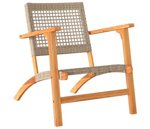 Sillas de jardín 2 uds madera de acacia y ratán sintético beige
