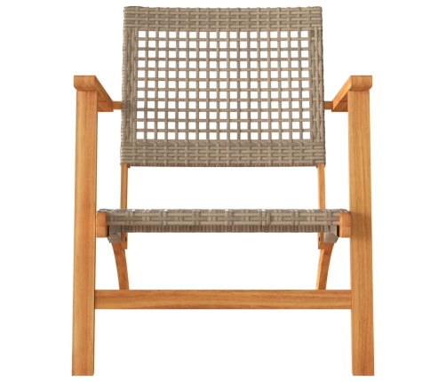 Sillas de jardín 2 uds madera de acacia y ratán sintético beige