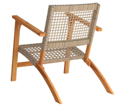 Sillas de jardín 2 uds madera de acacia y ratán sintético beige
