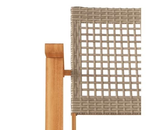 Sillas de jardín 2 uds madera de acacia y ratán sintético beige