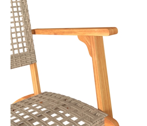 Sillas de jardín 2 uds madera de acacia y ratán sintético beige