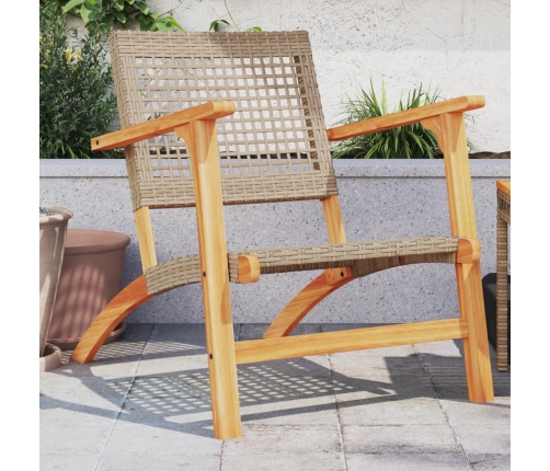 Sillas de jardín 2 uds madera de acacia y ratán sintético beige