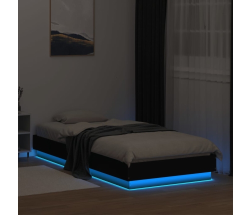 Estructura de cama con luces LED negro 90x200 cm