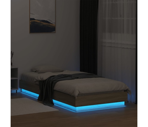 Estructura de cama con luces LED roble Sonoma 90x200 cm