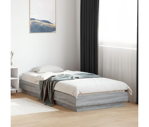 Estructura de cama con luces LED gris Sonoma 90x200 cm