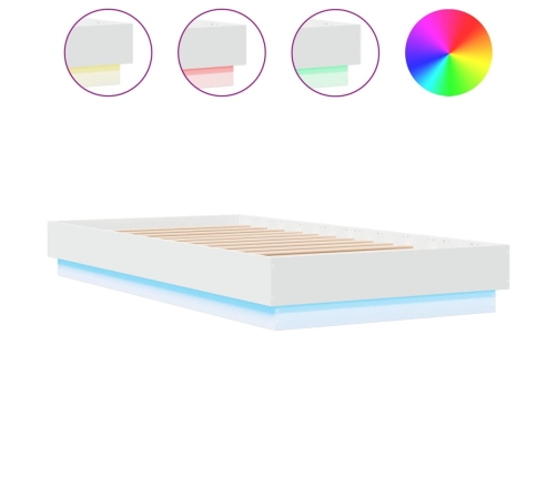 Estructura de cama con luces LED blanco 90x190 cm