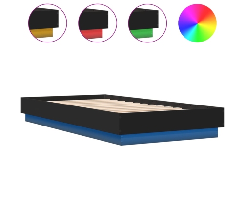 vidaXL Estructura de cama con luces LED negro 90x190 cm