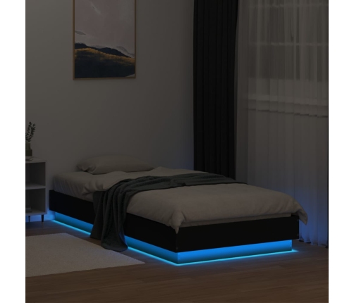 vidaXL Estructura de cama con luces LED negro 90x190 cm