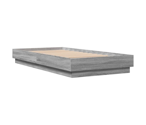 Estructura de cama con luces LED gris Sonoma 75x190 cm