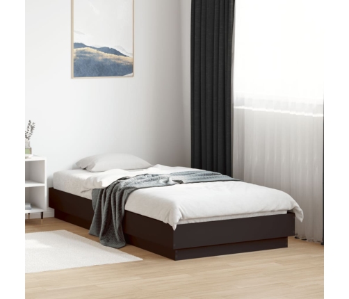 Estructura de cama madera de ingeniería negra 90x190 cm