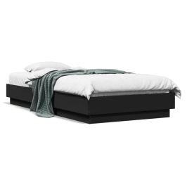 Estructura de cama madera de ingeniería negra 90x190 cm