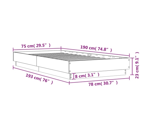 Estructura de cama madera de ingeniería blanca 75x190 cm