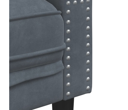 Set sofás Chesterfield con cojines 3 pzs terciopelo gris oscuro