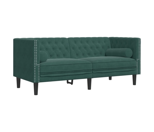 Set de sofás Chesterfield con cojines 3 piezas terciopelo verde