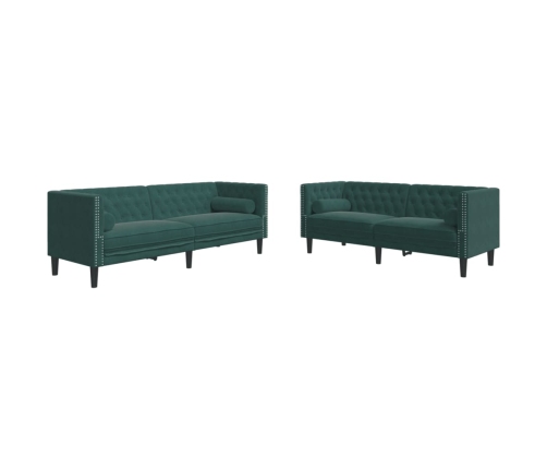 Set de sofás Chesterfield con cojines 2 piezas terciopelo verde