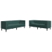 Set de sofás Chesterfield con cojines 2 piezas terciopelo verde