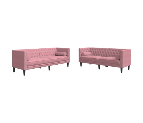 Set de sofás Chesterfield con cojines 2 piezas terciopelo rosa