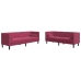 Set sofás Chesterfield con cojines 2 pzas terciopelo rojo tinto